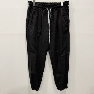 Monrow Bungee Cord Linen Blend Paperbag Pants Black Small